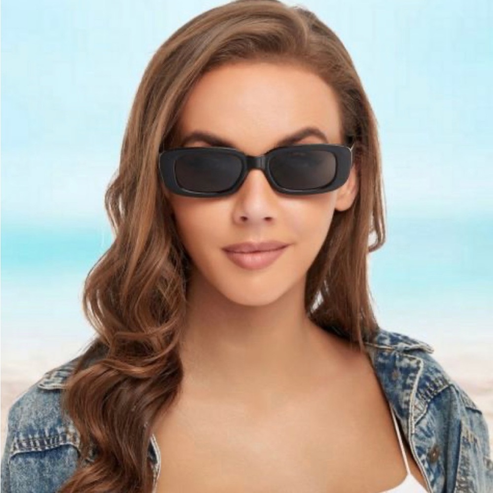 Small Rectangle Sunglasses Mens Womens Square Thin Retro 90’s Vintage Fashion